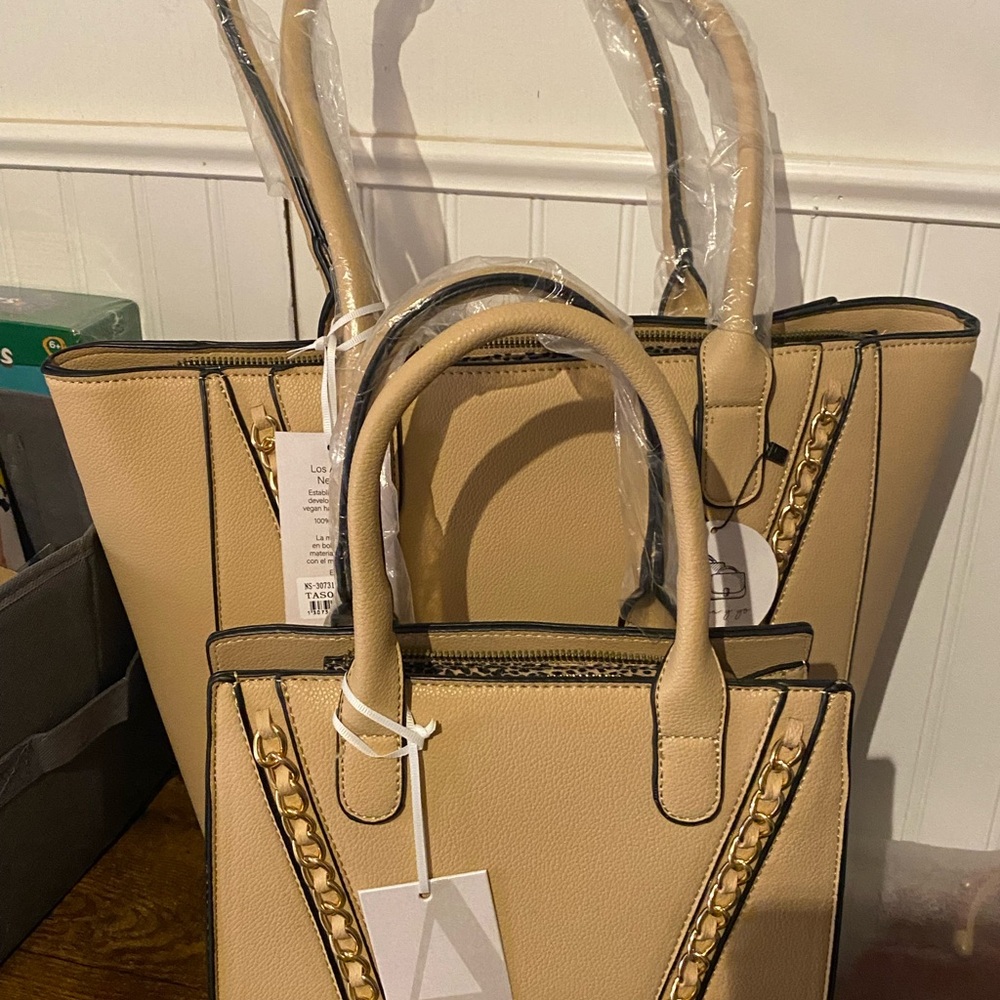 Elegant Tan Tote Bag Set